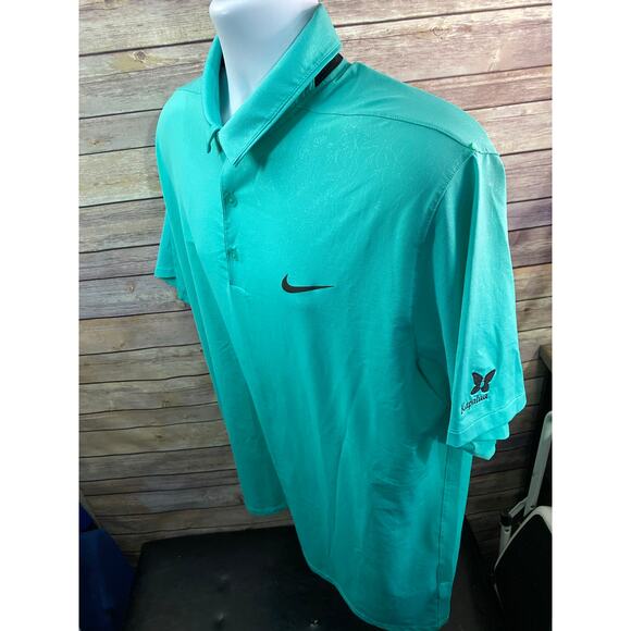 Nike Golf Polo Shirt Mens Size XL Hawaii Kapalua Golf Aqua Green Neck vent/Mesh - Picture 6 of 12